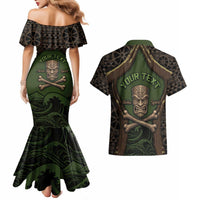 Personalised Hawaii Tiki Pirates Couples Matching Mermaid Dress and Hawaiian Shirt Kakau Pattern Polynesian Style DT05 - Polynesian Pride
