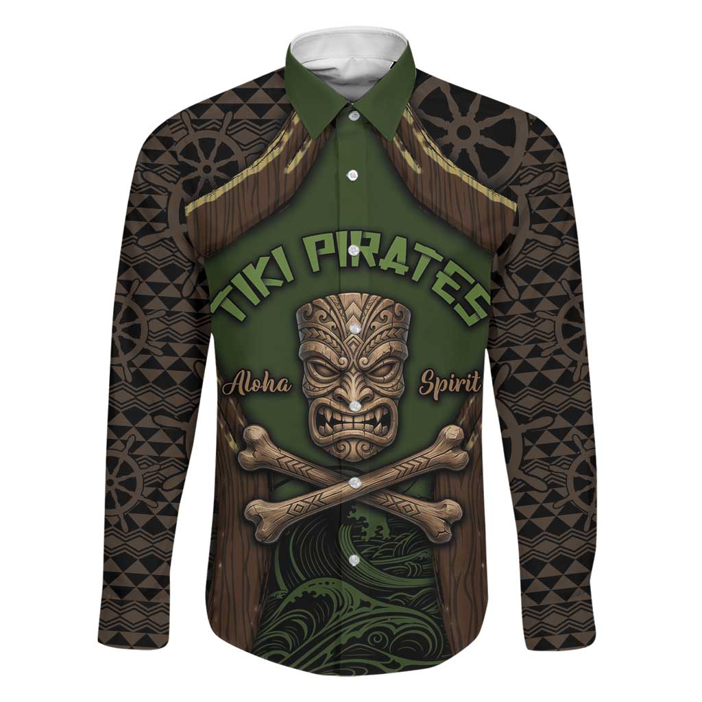 Personalised Hawaii Tiki Pirates Family Matching Long Sleeve Bodycon Dress and Hawaiian Shirt Kakau Pattern Polynesian Style
