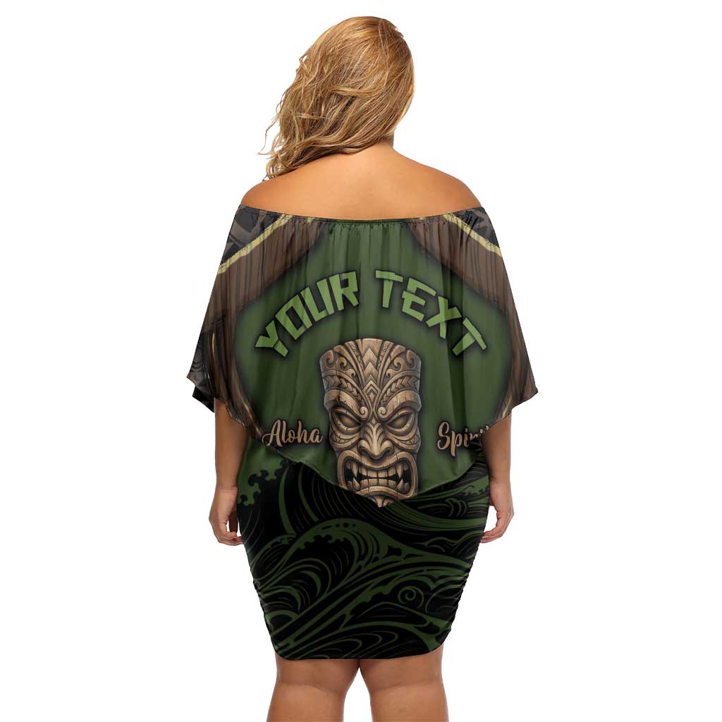 Personalised Hawaii Tiki Pirates Family Matching Off Shoulder Short Dress and Hawaiian Shirt Kakau Pattern Polynesian Style DT05 - Polynesian Pride
