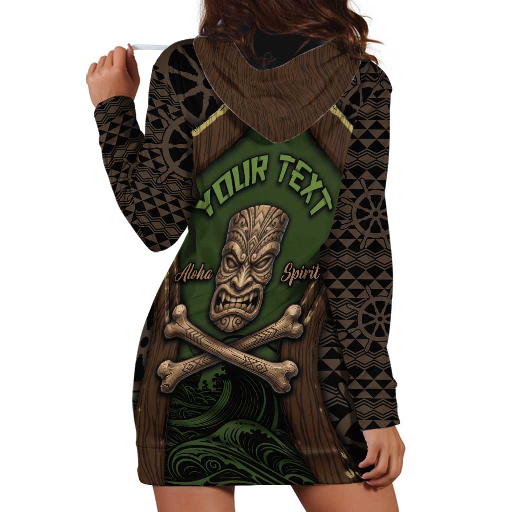Personalised Hawaii Tiki Pirates Hoodie Dress Kakau Pattern Polynesian Style DT05 - Polynesian Pride