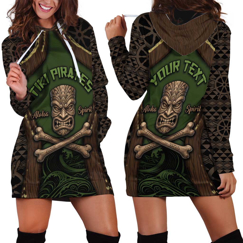 Personalised Hawaii Tiki Pirates Hoodie Dress Kakau Pattern Polynesian Style DT05 - Polynesian Pride