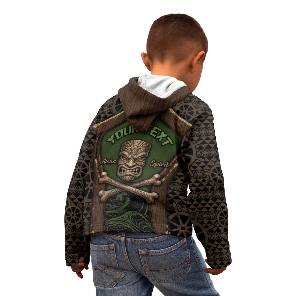 Personalised Hawaii Tiki Pirates Kid Hoodie Kakau Pattern Polynesian Style