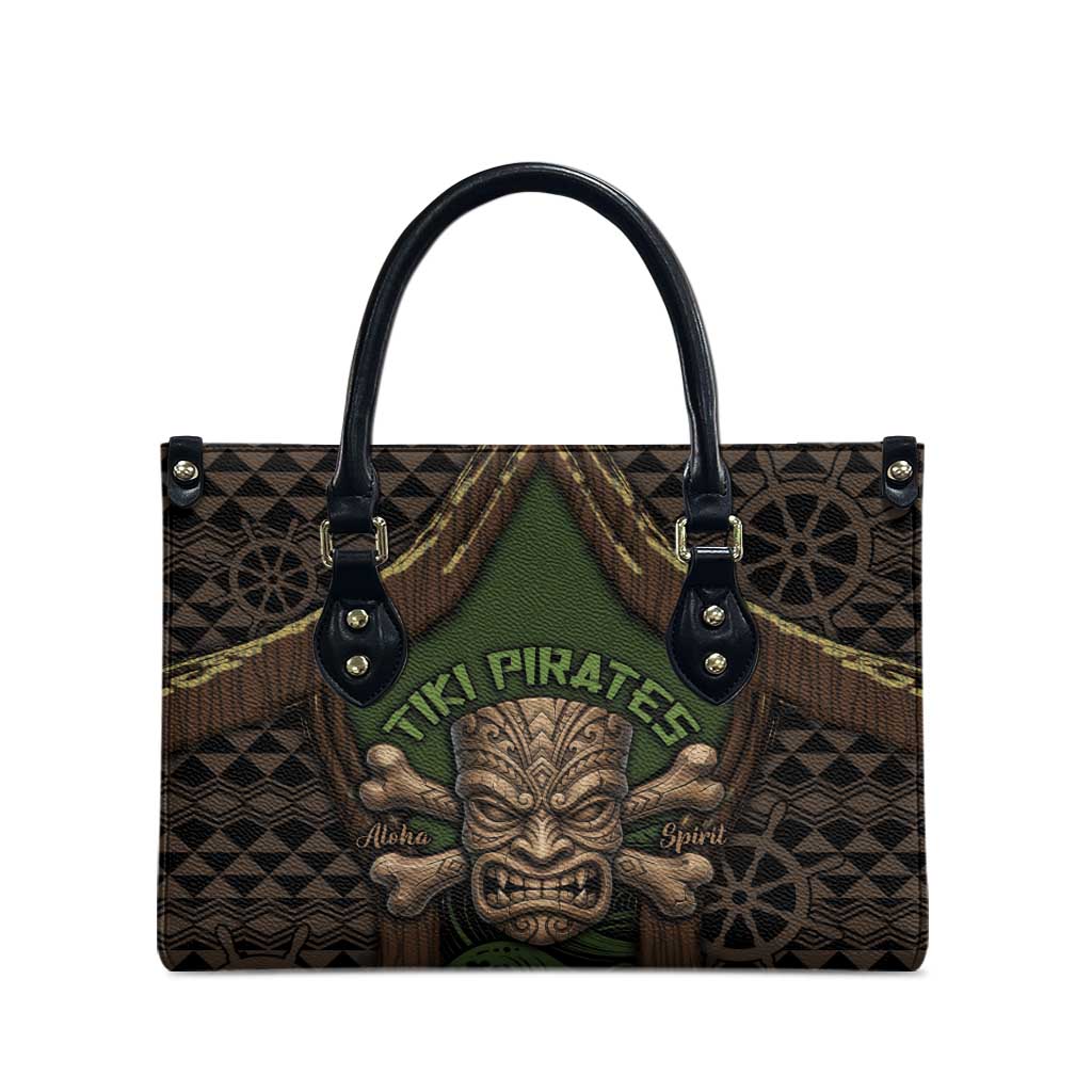 Hawaii Tiki Pirates Leather Bag Kakau Pattern Polynesian Style