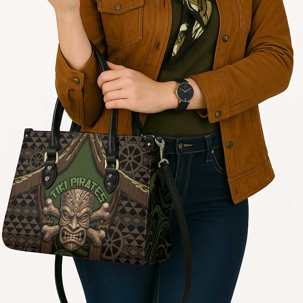 Hawaii Tiki Pirates Leather Bag Kakau Pattern Polynesian Style