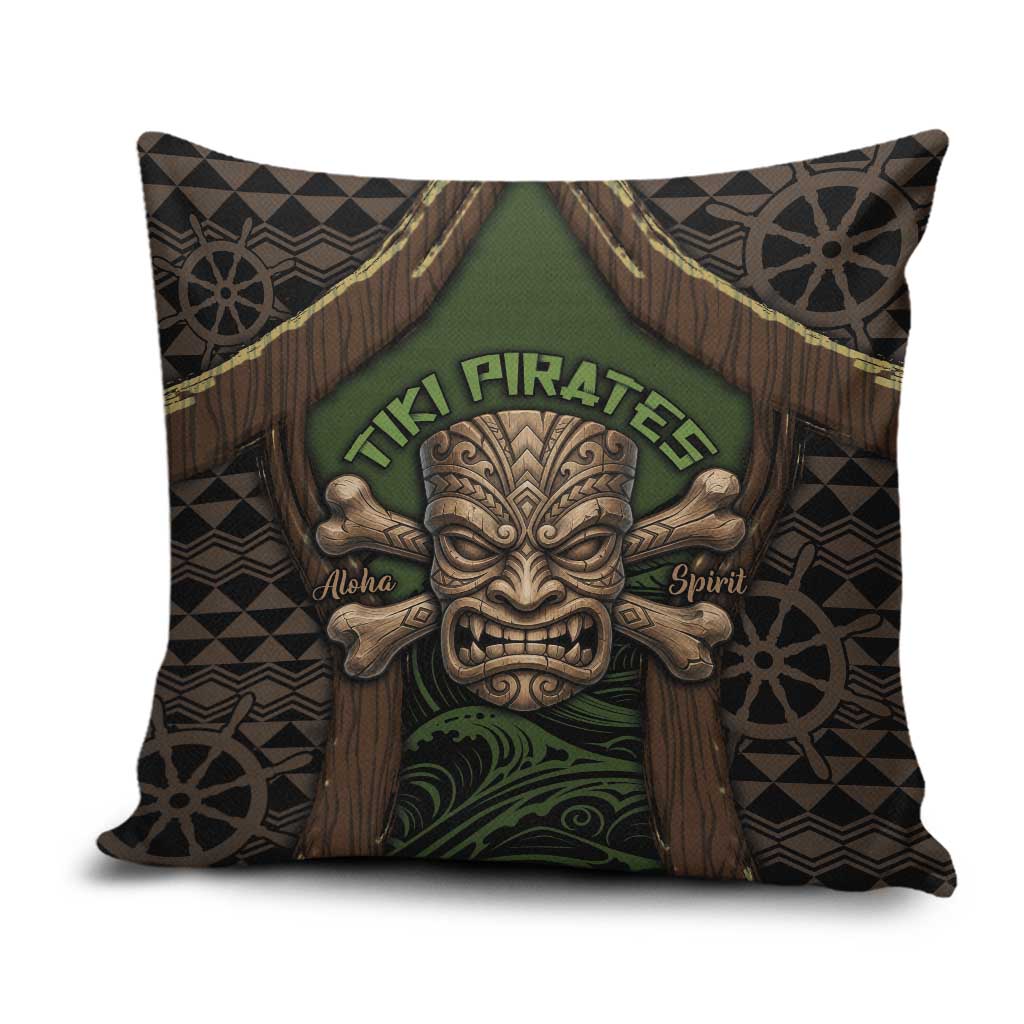 Hawaii Tiki Pirates Pillow Cover Kakau Pattern Polynesian Style DT05 Green - Polynesian Pride