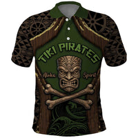 Personalised Hawaii Tiki Pirates Polo Shirt Kakau Pattern Polynesian Style
