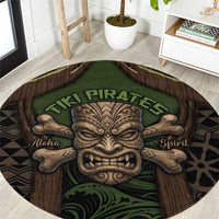 Hawaii Tiki Pirates Round Carpet Kakau Pattern Polynesian Style