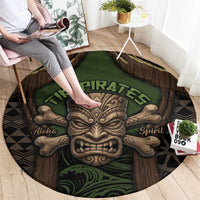 Hawaii Tiki Pirates Round Carpet Kakau Pattern Polynesian Style