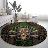 Hawaii Tiki Pirates Round Carpet Kakau Pattern Polynesian Style