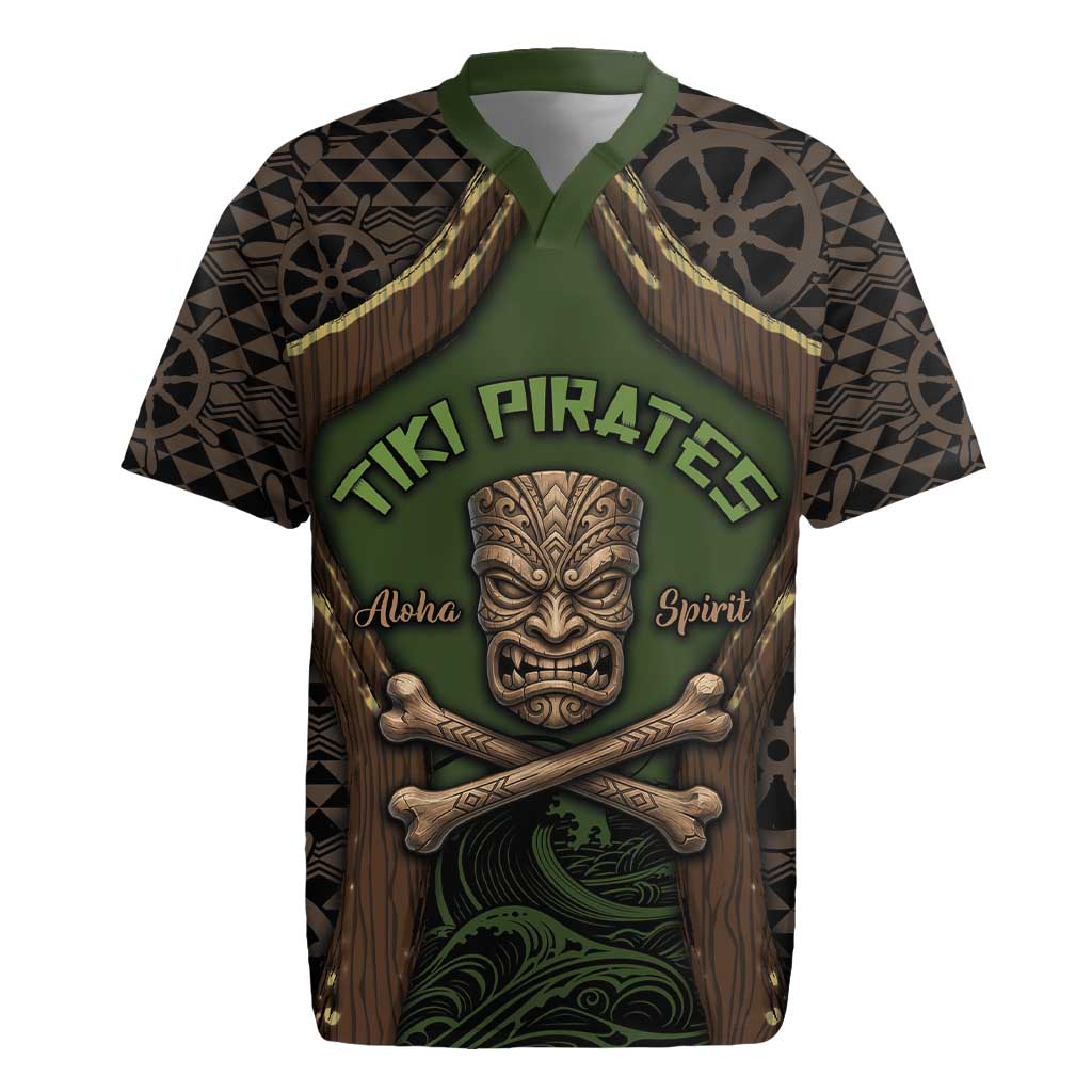 Personalised Hawaii Tiki Pirates Rugby Jersey Kakau Pattern Polynesian Style