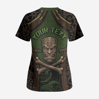 Personalised Hawaii Tiki Pirates Scrub Top Kakau Pattern Polynesian Style