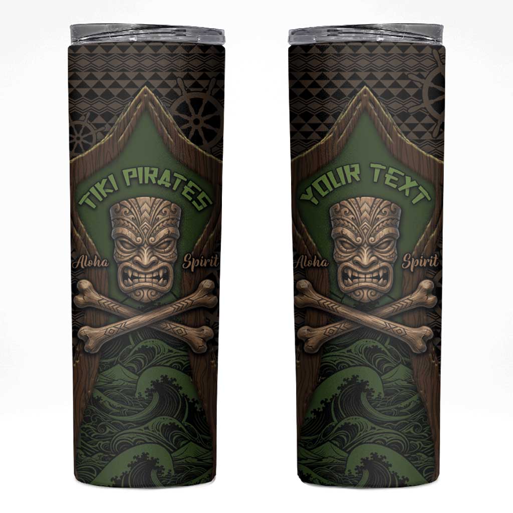 Personalised Hawaii Tiki Pirates Skinny Tumbler Kakau Pattern Polynesian Style
