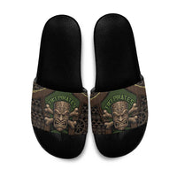 Hawaii Tiki Pirates Slide Sandals Kakau Pattern Polynesian Style DT05 Green - Polynesian Pride