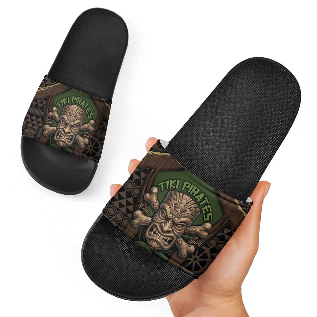 Hawaii Tiki Pirates Slide Sandals Kakau Pattern Polynesian Style DT05 - Polynesian Pride