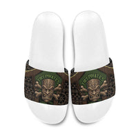 Hawaii Tiki Pirates Slide Sandals Kakau Pattern Polynesian Style DT05 Green - Polynesian Pride