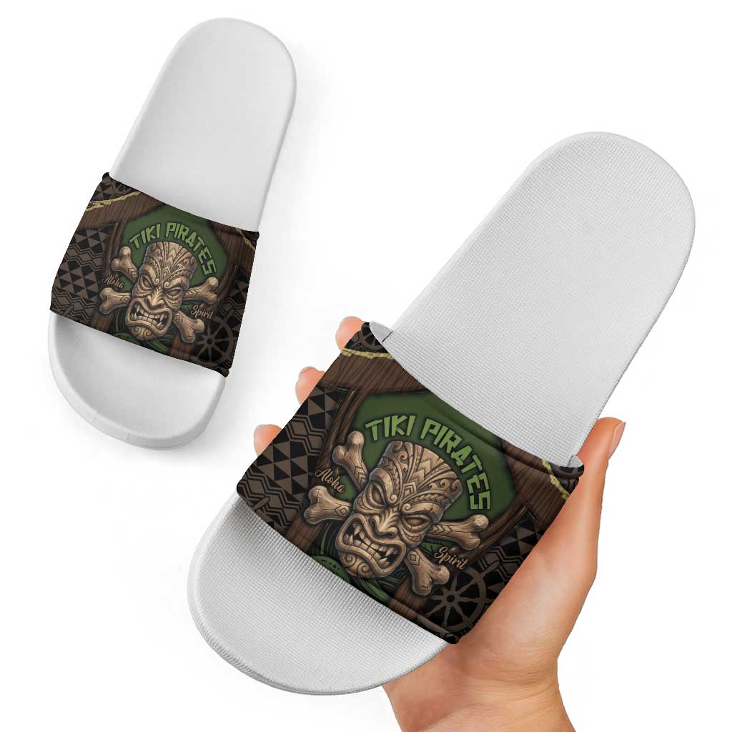 Hawaii Tiki Pirates Slide Sandals Kakau Pattern Polynesian Style DT05 - Polynesian Pride