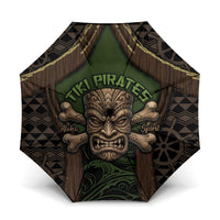 Hawaii Tiki Pirates Umbrella Kakau Pattern Polynesian Style DT05 One Size Folded 11.42 inch Opened Diameter 37.4 inch Green - Polynesian Pride