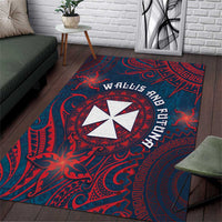 Wallis And Futuna Area Rug Hibiscus Polynesian Tribal Pattern DT05 Navy - Polynesian Pride