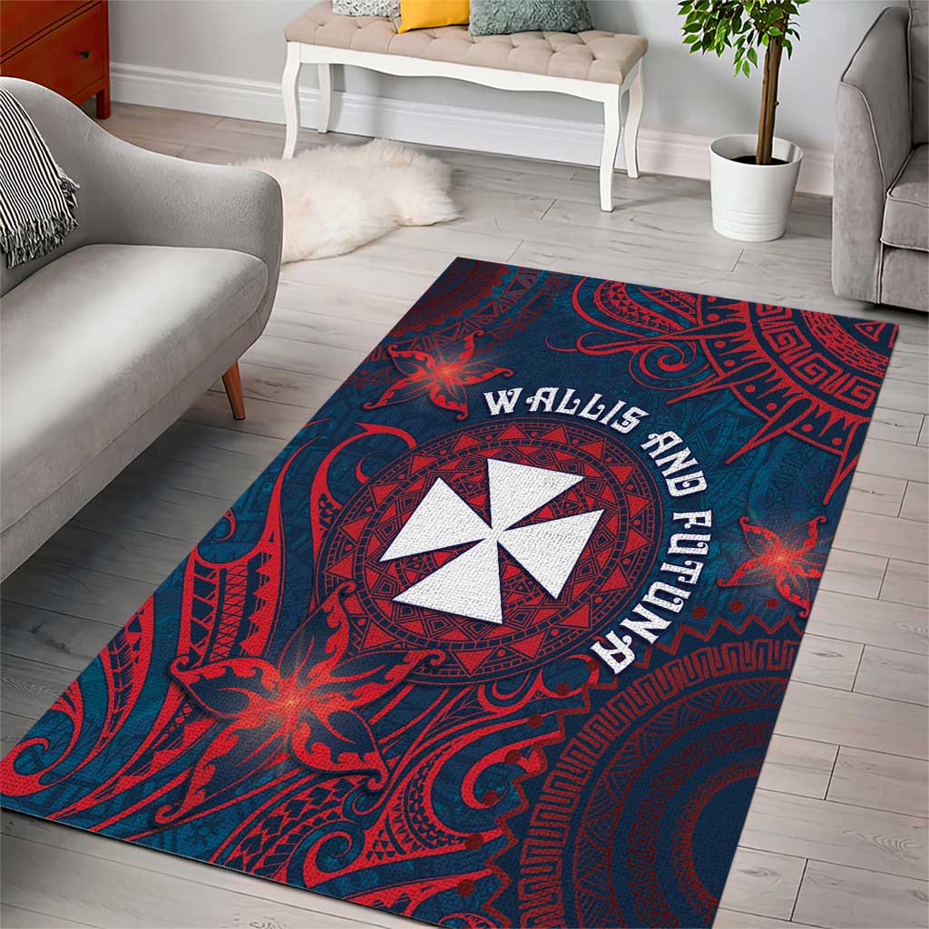 Wallis And Futuna Area Rug Hibiscus Polynesian Tribal Pattern DT05 - Polynesian Pride