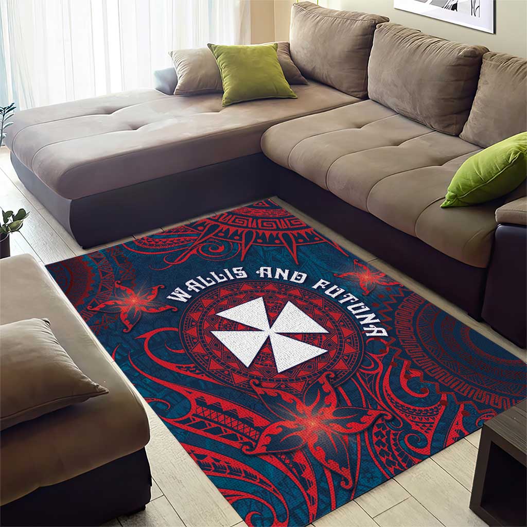 Wallis And Futuna Area Rug Hibiscus Polynesian Tribal Pattern DT05 - Polynesian Pride