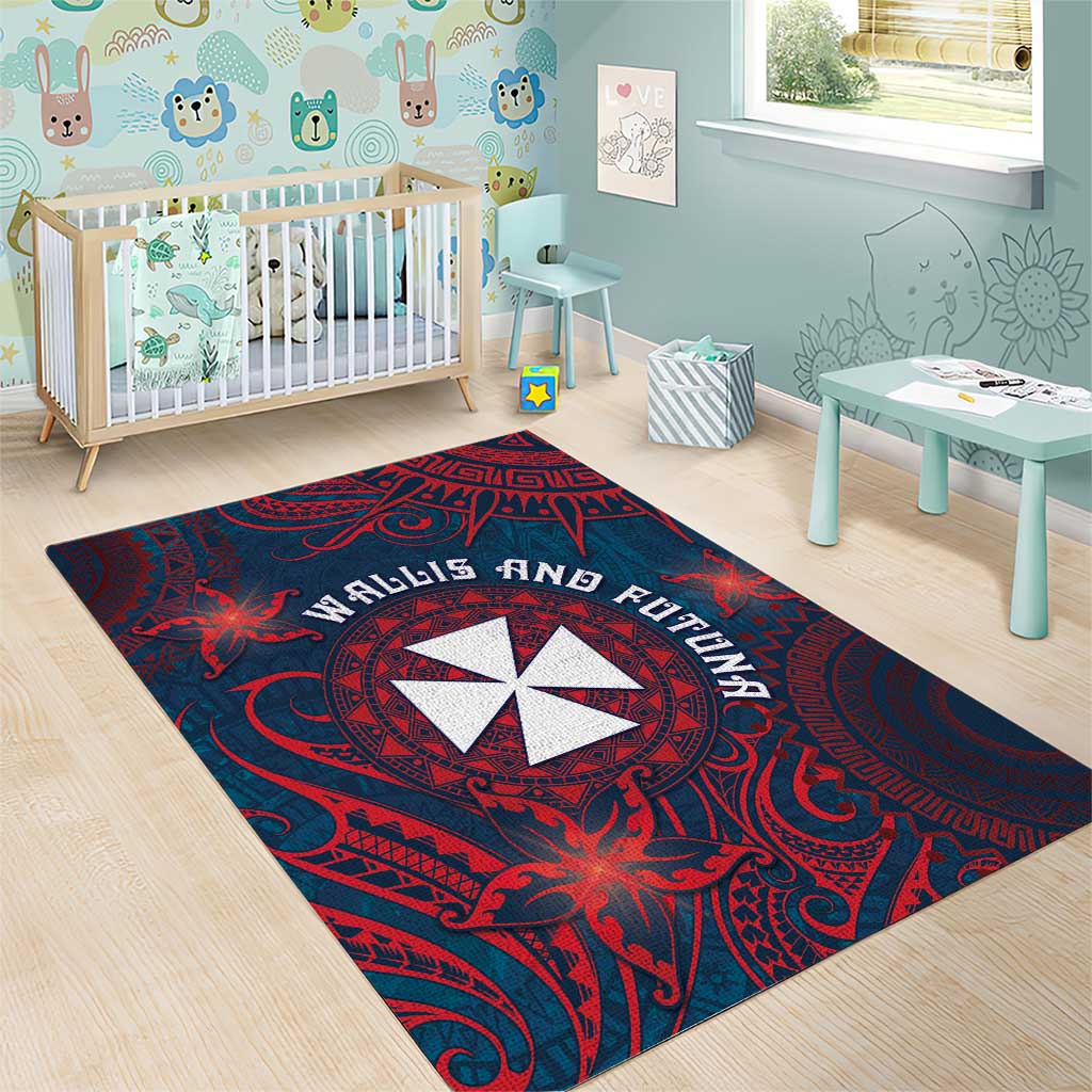 Wallis And Futuna Area Rug Hibiscus Polynesian Tribal Pattern DT05 - Polynesian Pride
