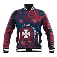 Personalised Wallis And Futuna Baseball Jacket Hibiscus Polynesian Tribal Pattern DT05 Unisex Navy - Polynesian Pride