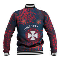 Personalised Wallis And Futuna Baseball Jacket Hibiscus Polynesian Tribal Pattern DT05 - Polynesian Pride