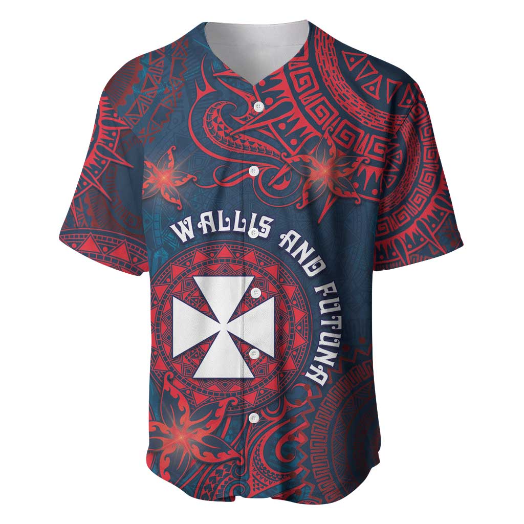 Personalised Wallis And Futuna Baseball Jersey Hibiscus Polynesian Tribal Pattern DT05 Navy - Polynesian Pride