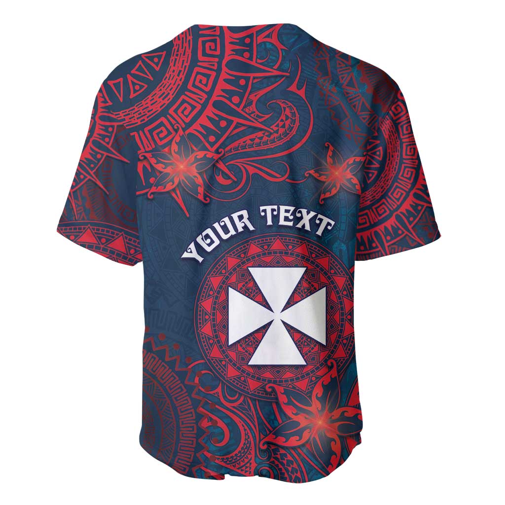 Personalised Wallis And Futuna Baseball Jersey Hibiscus Polynesian Tribal Pattern DT05 - Polynesian Pride