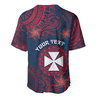 Personalised Wallis And Futuna Baseball Jersey Hibiscus Polynesian Tribal Pattern DT05 - Polynesian Pride