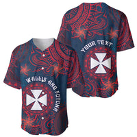 Personalised Wallis And Futuna Baseball Jersey Hibiscus Polynesian Tribal Pattern DT05 - Polynesian Pride