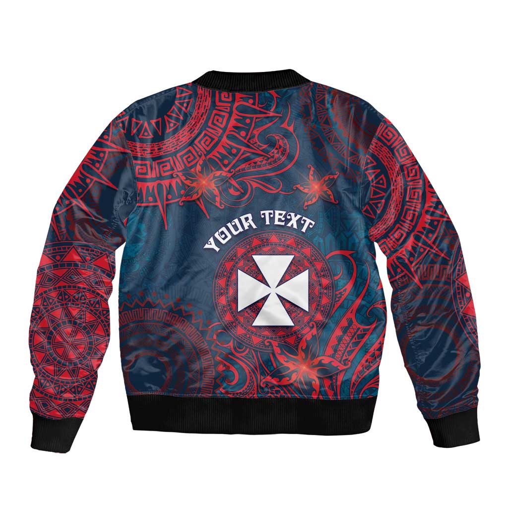 Personalised Wallis And Futuna Bomber Jacket Hibiscus Polynesian Tribal Pattern DT05 - Polynesian Pride