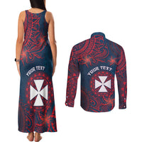 Personalised Wallis And Futuna Couples Matching Tank Maxi Dress and Long Sleeve Button Shirt Hibiscus Polynesian Tribal Pattern DT05 - Polynesian Pride