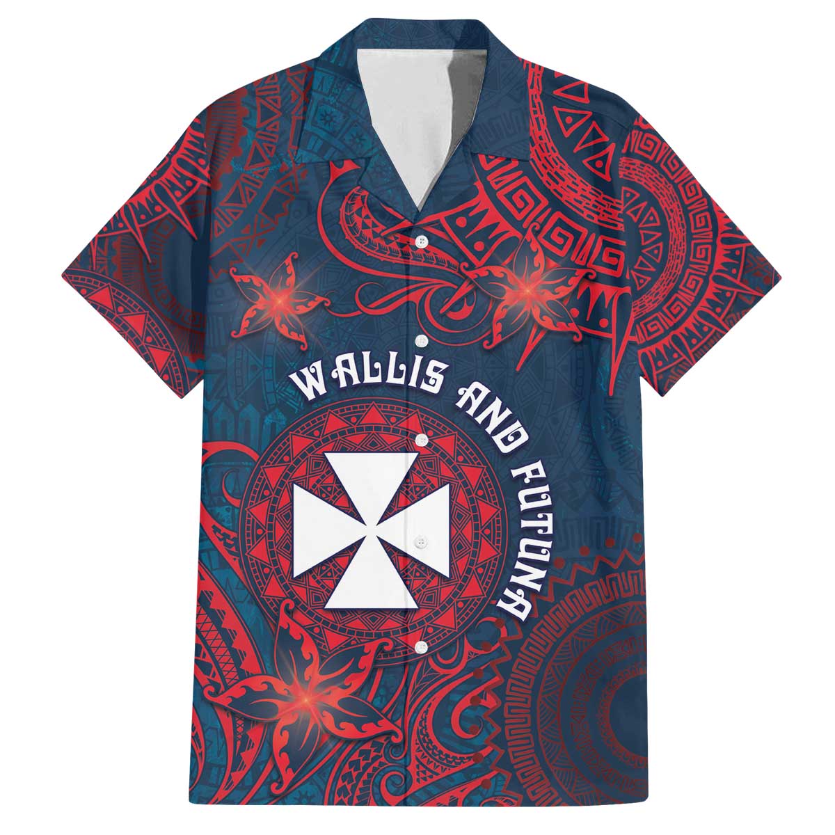 Personalised Wallis And Futuna Family Matching Off The Shoulder Long Sleeve Dress and Hawaiian Shirt Hibiscus Polynesian Tribal Pattern