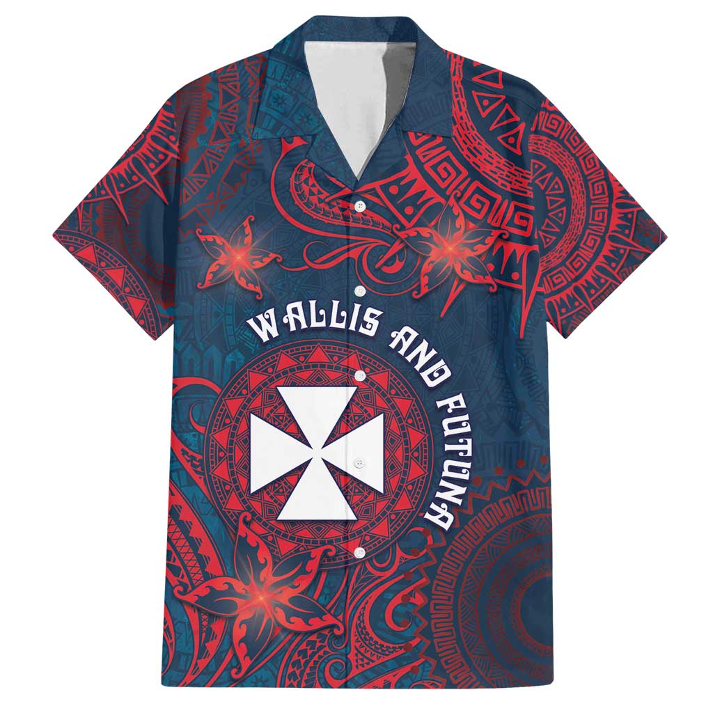 Personalised Wallis And Futuna Family Matching Puletasi and Hawaiian Shirt Hibiscus Polynesian Tribal Pattern DT05 Dad's Shirt - Short Sleeve Navy - Polynesian Pride