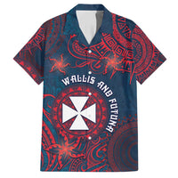 Personalised Wallis And Futuna Family Matching Puletasi and Hawaiian Shirt Hibiscus Polynesian Tribal Pattern DT05 Dad's Shirt - Short Sleeve Navy - Polynesian Pride