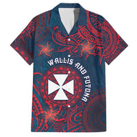 Personalised Wallis And Futuna Hawaiian Shirt Hibiscus Polynesian Tribal Pattern DT05 Navy - Polynesian Pride