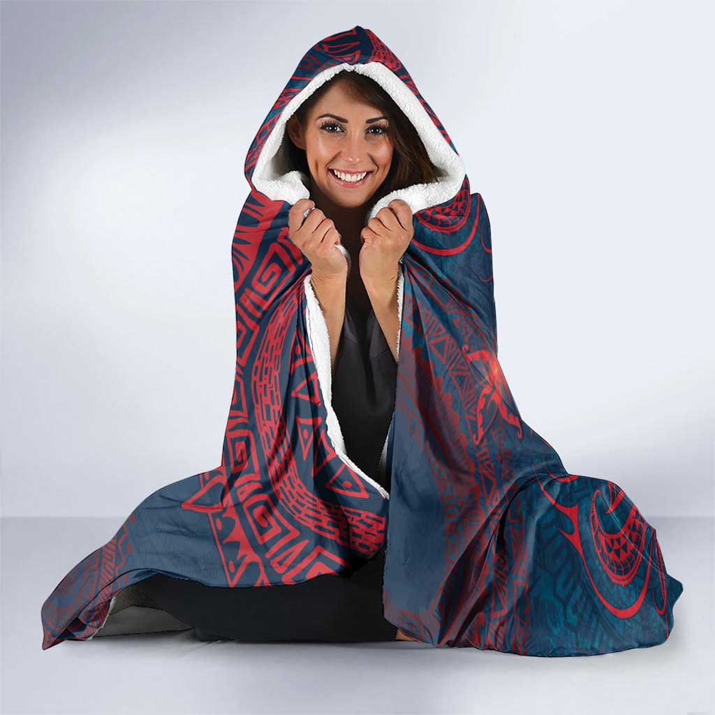 Wallis And Futuna Hooded Blanket Hibiscus Polynesian Tribal Pattern DT05 - Polynesian Pride