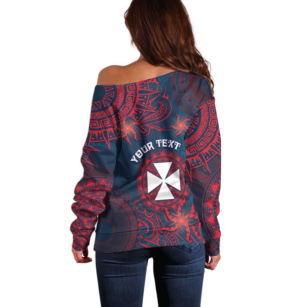 Personalised Wallis And Futuna Off Shoulder Sweater Hibiscus Polynesian Tribal Pattern DT05 - Polynesian Pride