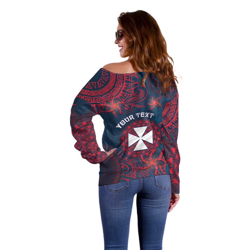 Personalised Wallis And Futuna Off Shoulder Sweater Hibiscus Polynesian Tribal Pattern DT05 - Polynesian Pride