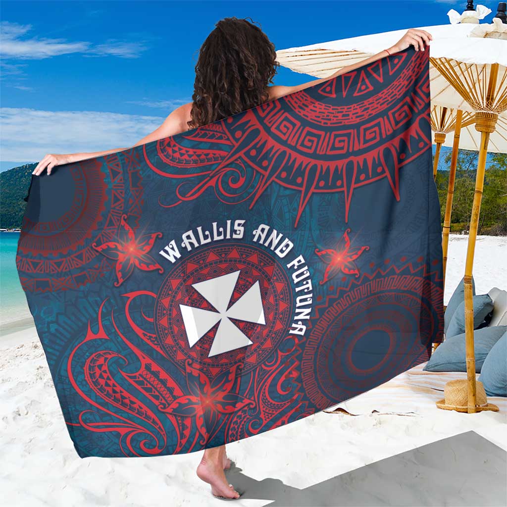 Wallis And Futuna Sarong Hibiscus Polynesian Tribal Pattern DT05 One Size 44 x 66 inches Navy - Polynesian Pride
