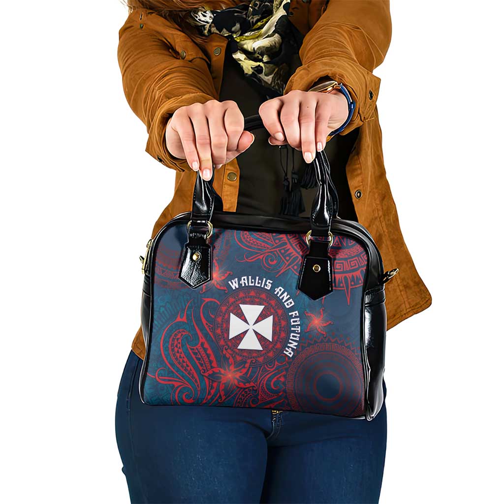 Wallis And Futuna Shoulder Handbag Hibiscus Polynesian Tribal Pattern DT05 One Size Navy - Polynesian Pride