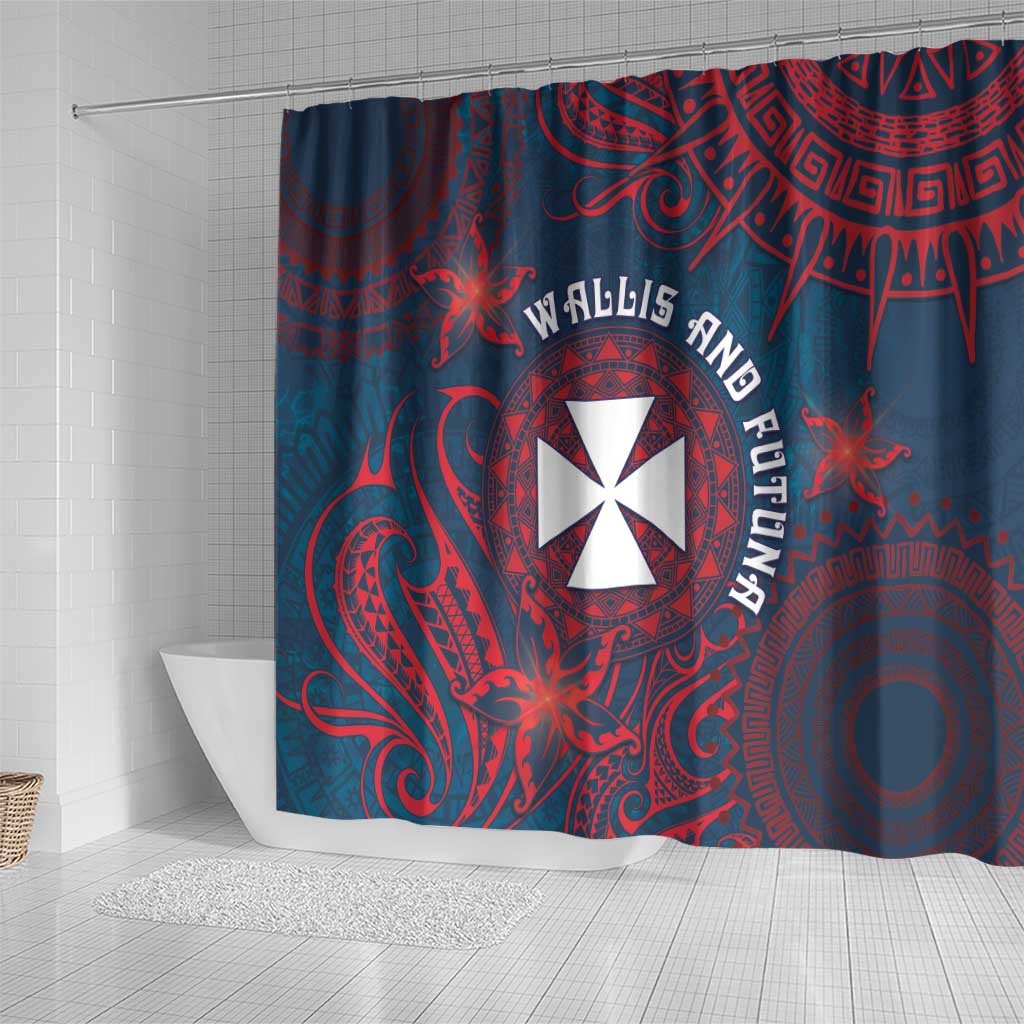 Wallis And Futuna Shower Curtain Hibiscus Polynesian Tribal Pattern DT05 - Polynesian Pride