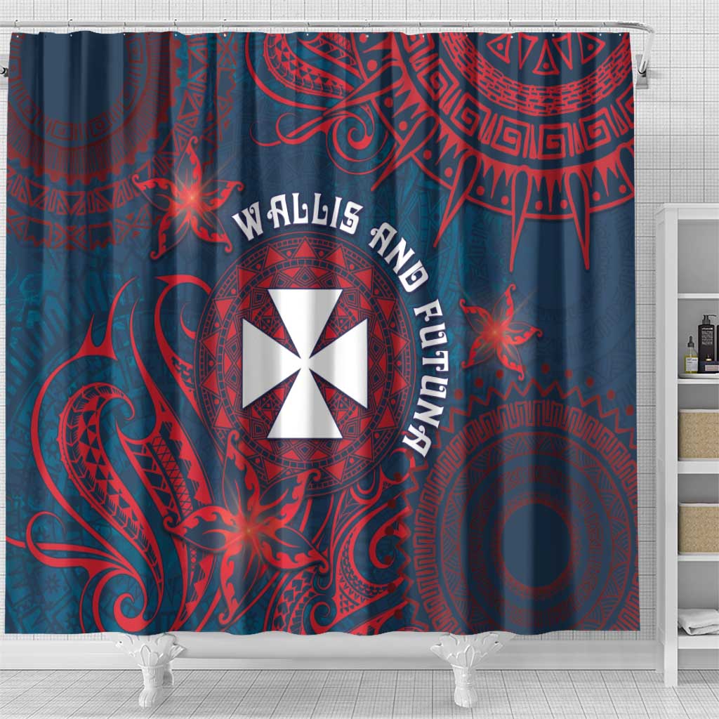 Wallis And Futuna Shower Curtain Hibiscus Polynesian Tribal Pattern DT05 - Polynesian Pride