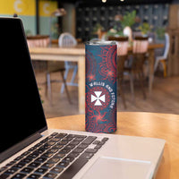 Personalised Wallis And Futuna Skinny Tumbler Hibiscus Polynesian Tribal Pattern