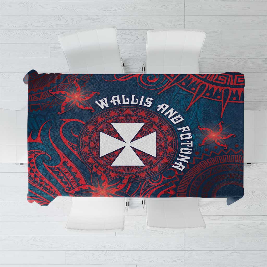 Wallis And Futuna Tablecloth Hibiscus Polynesian Tribal Pattern DT05 Navy - Polynesian Pride