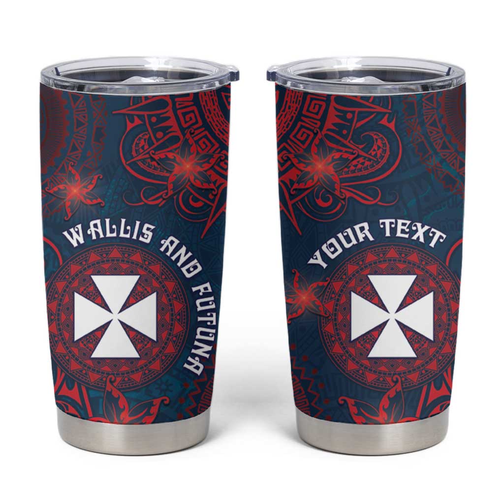Personalised Wallis And Futuna Tumbler Cup Hibiscus Polynesian Tribal Pattern