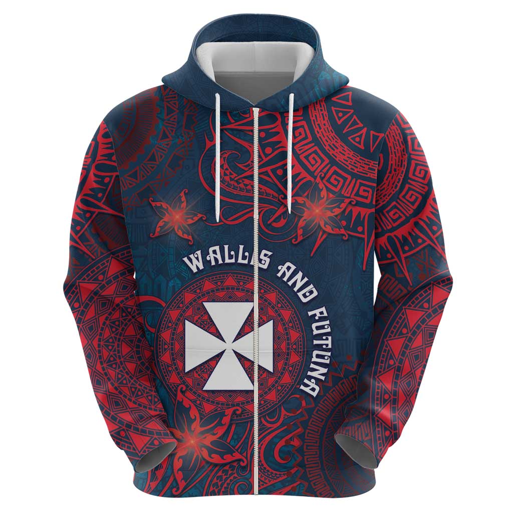 Personalised Wallis And Futuna Zip Hoodie Hibiscus Polynesian Tribal Pattern DT05 - Polynesian Pride