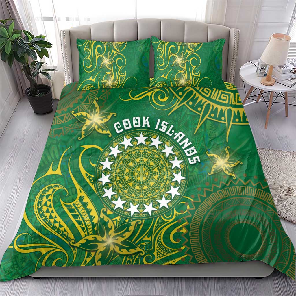 Cook Islands Bedding Set Hibiscus Polynesian Tribal Pattern