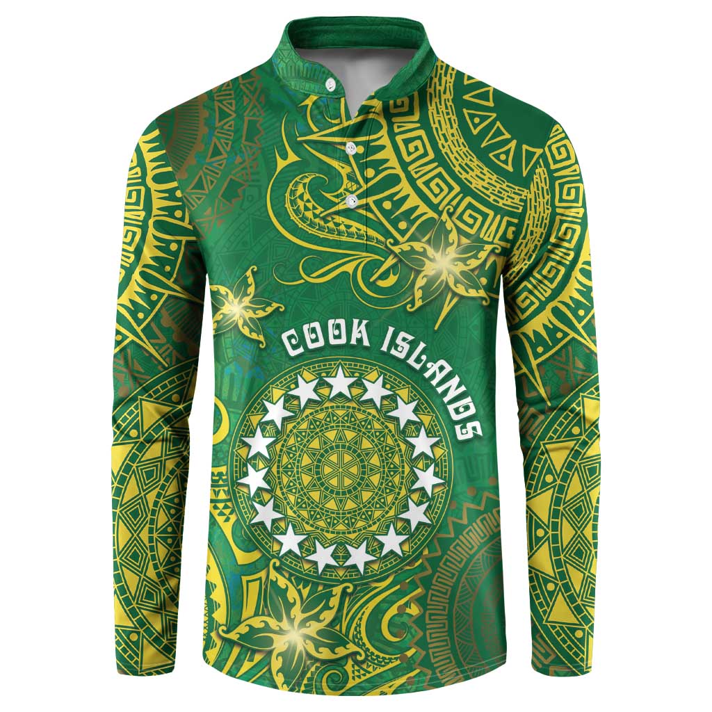 Personalised Cook Islands Button Sweatshirt Hibiscus Polynesian Tribal Pattern